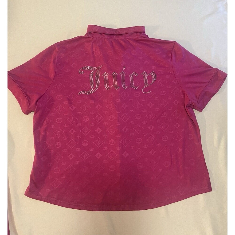 Juicy Couture 2pc Top Pants Pajamas Sz L Rhinestones Embossed Fairy Glam EUC - Picture 4 of 6